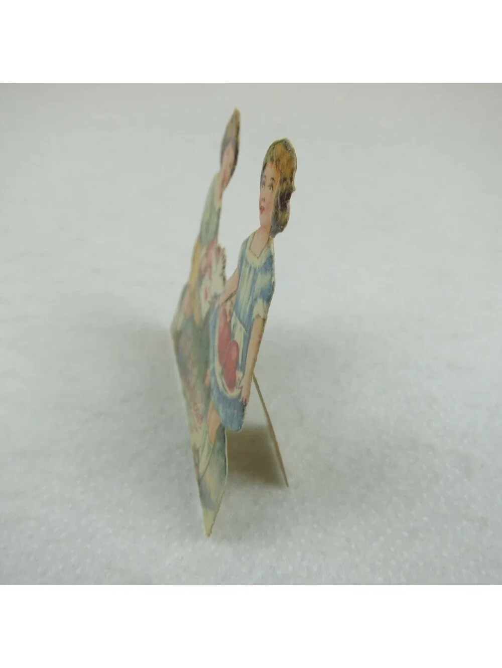 Vintage Valentine Die Cut Stand Up Boy Girl Heart Dove 1920-30s Germany UNSIGNED
